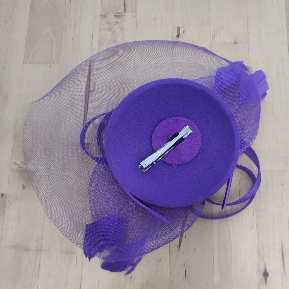 Chic Purple Mesh Fascinator Hat - Picture 2 of 2